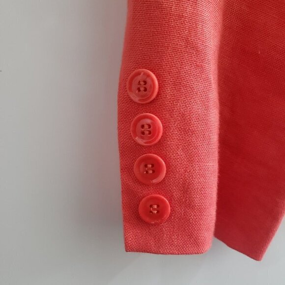 Talbots 100% Irish Linen 3 Button Sz 10 Petite Women's Orange Lined Blazer - Picture 5 of 7